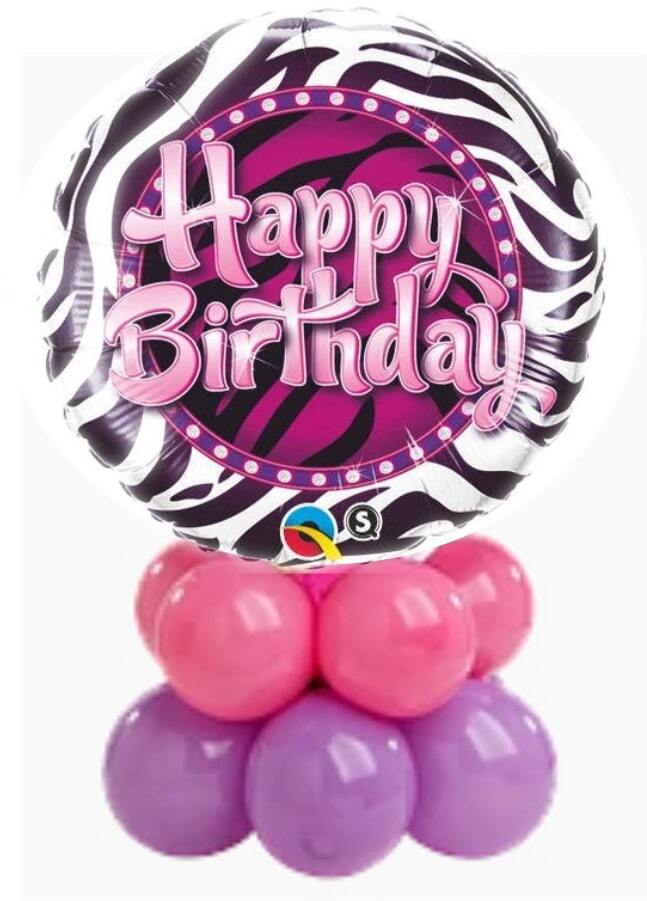 Palloncino Mylar 90 anni Happy Birthday nero e rosa 45 cm 